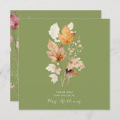 モスグリーンウイスパーズ秋ブライダルシャワー感謝してい 招待状 (正面/裏面)