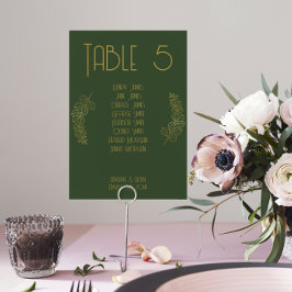 モスグリーンエレガントクラシック結婚のテーブル番号