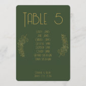 モスグリーンエレガントクラシック結婚のテーブル番号 (正面)