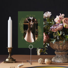 モスグリーンエレガントクラシック結婚式の日付を保存 招待状