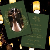 モスグリーンエレガントクラシック結婚式の日付を保存 招待状