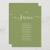 モスグリーンエレガントテーブル番号座席表 招待状 (正面/裏面)