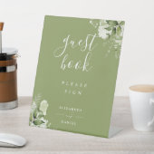 モスグリーンエレガントフローラグリーナリーゲストブック 台座サイン (インサイチュ)