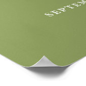 モスグリーンエレガントモダン結婚の歓迎サイン ポスター (角)