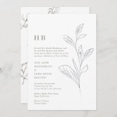モスグリーンエレガントリービーガーデンモノグラム結婚ズ 招待状 (正面/裏面)