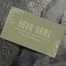 モスグリーンシンプルエレガント心理療法士セラピー 名刺