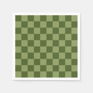 モスグリーンチェッカーボード スタンダードカクテルナプキン