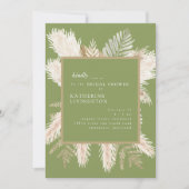 モスグリーンパンパスブモダンリダルシャワーへの招待 招待状 (正面)