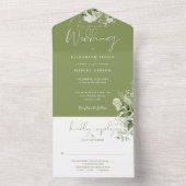 モスグリーンフローラグリーナリーモノグラム結婚ズ オールインワン招待状 (内側)