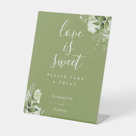 モスグリーンフローラ緑の愛は甘い好意 台座サイン