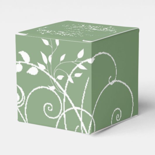 モスグリーンフローリッシュ結婚式の引き出物ボックス フェイバーボックス (正面サイド)
