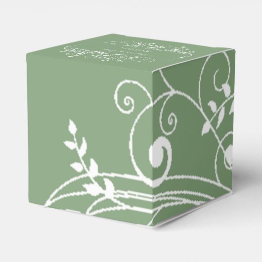 モスグリーンフローリッシュ結婚式の引き出物ボックス フェイバーボックス (裏面サイド)