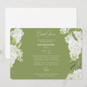 モスグリーンホワイトアジサイブライダルシャワーII 招待状 (正面/裏面)