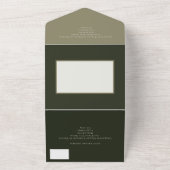 モスグリーンボタニカルファンエレガントな結婚式 オールインワン招待状 (外側)