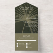 モスグリーンボタニカルファンエレガントな結婚式 オールインワン招待状 (内側)