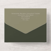 モスグリーンボタニカルファンエレガントな結婚式 オールインワン招待状 (裏面)