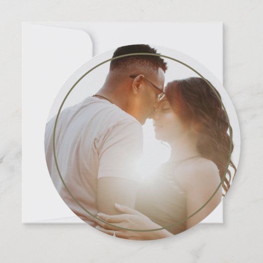 モスグリーンボタニカルファンエレガントな結婚式 セーブザデート (裏面)