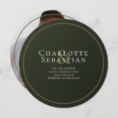 モスグリーンボタニカルファンエレガントな結婚式 セーブザデート (正面/裏面)