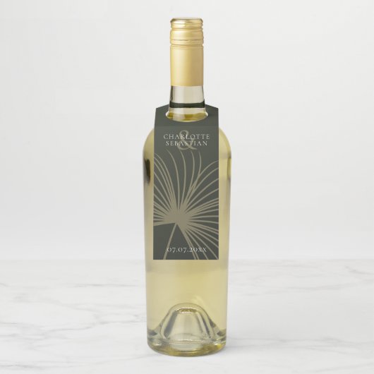 モスグリーンボタニカルファンエレガントな結婚式 ボトルネックタグ (ボトル)