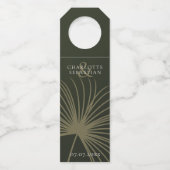 モスグリーンボタニカルファンエレガントな結婚式 ボトルネックタグ (正面)