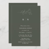 モスグリーンボタニカルリハーサルディナー招待状 招待状 (正面/裏面)