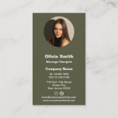 モスグリーンマッサージセラピスト名刺 ロイヤリティカード (裏面)