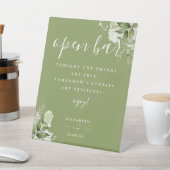 モスグリーンモダングエレガントリーネリーフローラオープンバー 台座サイン (インサイチュ)