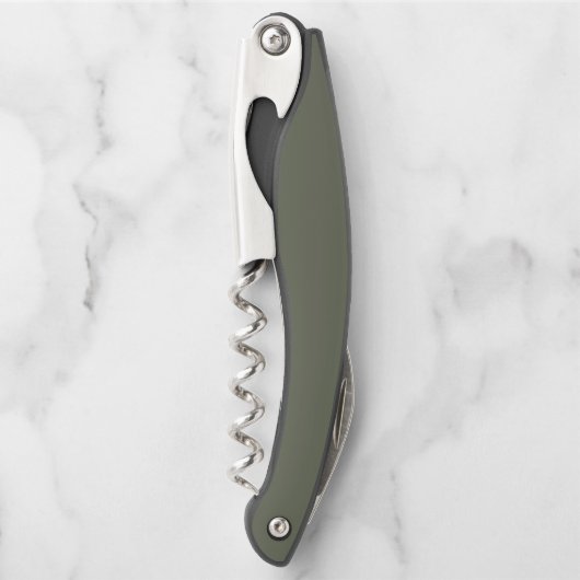 モスグリーンワインコルスクリュ – カスタマイズ可能 ソムリエナイフ (正面)