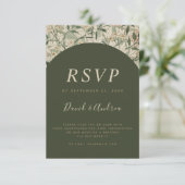 モスグリーンヴィンテージ植物園QrコードRSVP 出欠カード (スタンド正面)