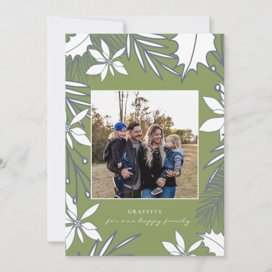 モスグリーン永遠に感謝の家族の写真クリスマス (正面)