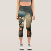 モスグリーン王膜人形孔雀ビクトリアン カプリレギンス (正面)