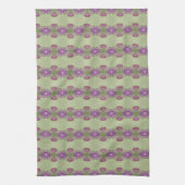 モスグリーン紫とピンク キッチンタオル (縦)