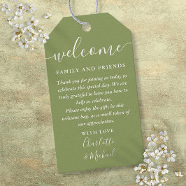 モスグリーン結婚式の引き出物ウェルカムバスケットバッグ ギフトタグ
