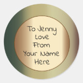 モスグリーン縁どとレモンセンターギフトラベル ラウンドシール (正面)