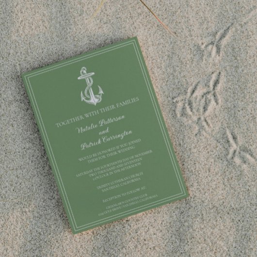 モスグリーン航海のいかり結婚式招待状 招待状