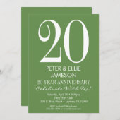 モスグリーン モダン シンプル 結婚記念日 招待状 (正面/裏面)