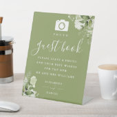 モスグリーン 花柄 フォト ゲストブック ウェディング 台座サイン (インサイチュ)