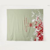 モスグレイ葉竹中国のの背結婚景 タペストリー (正面(横))