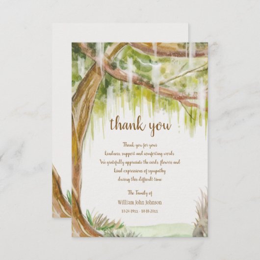 モススペインの悔やみや弔慰サンキューカード サンキューカード (正面/裏面)