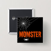 モスターオレンジ滴下フォントスパイダーウェブ 缶バッジ (正面&裏面)