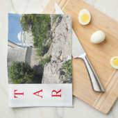 モスターオールドブリッジビュー茶タオル キッチンタオル (四つ折り)