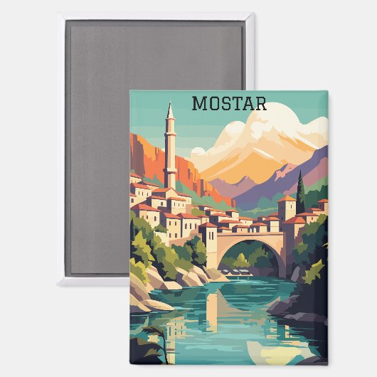モスターカラフルボスニアヘルツェゴビナヴィンテージ旅行 マグネット (正面/裏面)