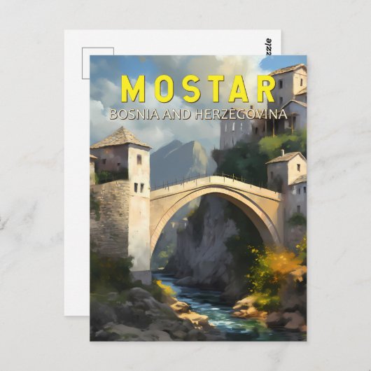 モスタースタリ最も旅行油絵画アートヴィンテージ ポストカード (正面/裏面)