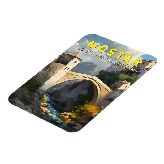 モスタースタリ最も旅行油絵画アートヴィンテージ マグネット (左側)