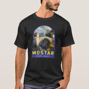 モスタースタリ最も旅行油絵画アートヴィンテージ Tシャツ