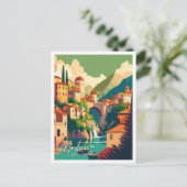 モスターボスニアアートヴィンテージ旅行イラストレーション ポストカード (スタンド正面)