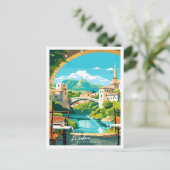 モスターボスニアヴィンテージ旅行イラストレーション ポストカード (スタンド正面)