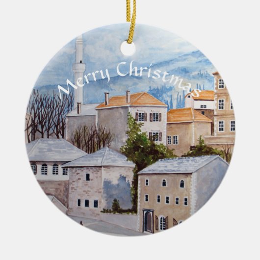モスターボスニア絵画タウンスケープ セラミックオーナメント (正面)