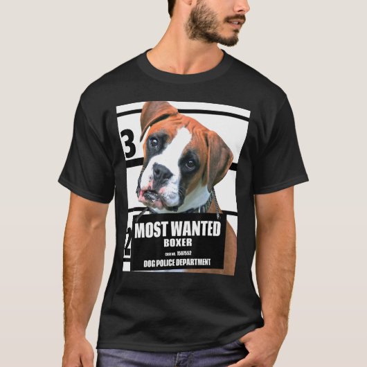 モスト指名手配ボクサー犬B Tシャツ (正面)