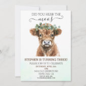 モスハイランドカウビーネットを聞いた誕生日 招待状 (正面)